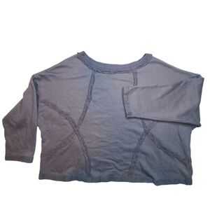 BUCKETLIST Dusty Plum Oversized Boxy Terry Sweatshirt Raw Edge Vintagage Wash M